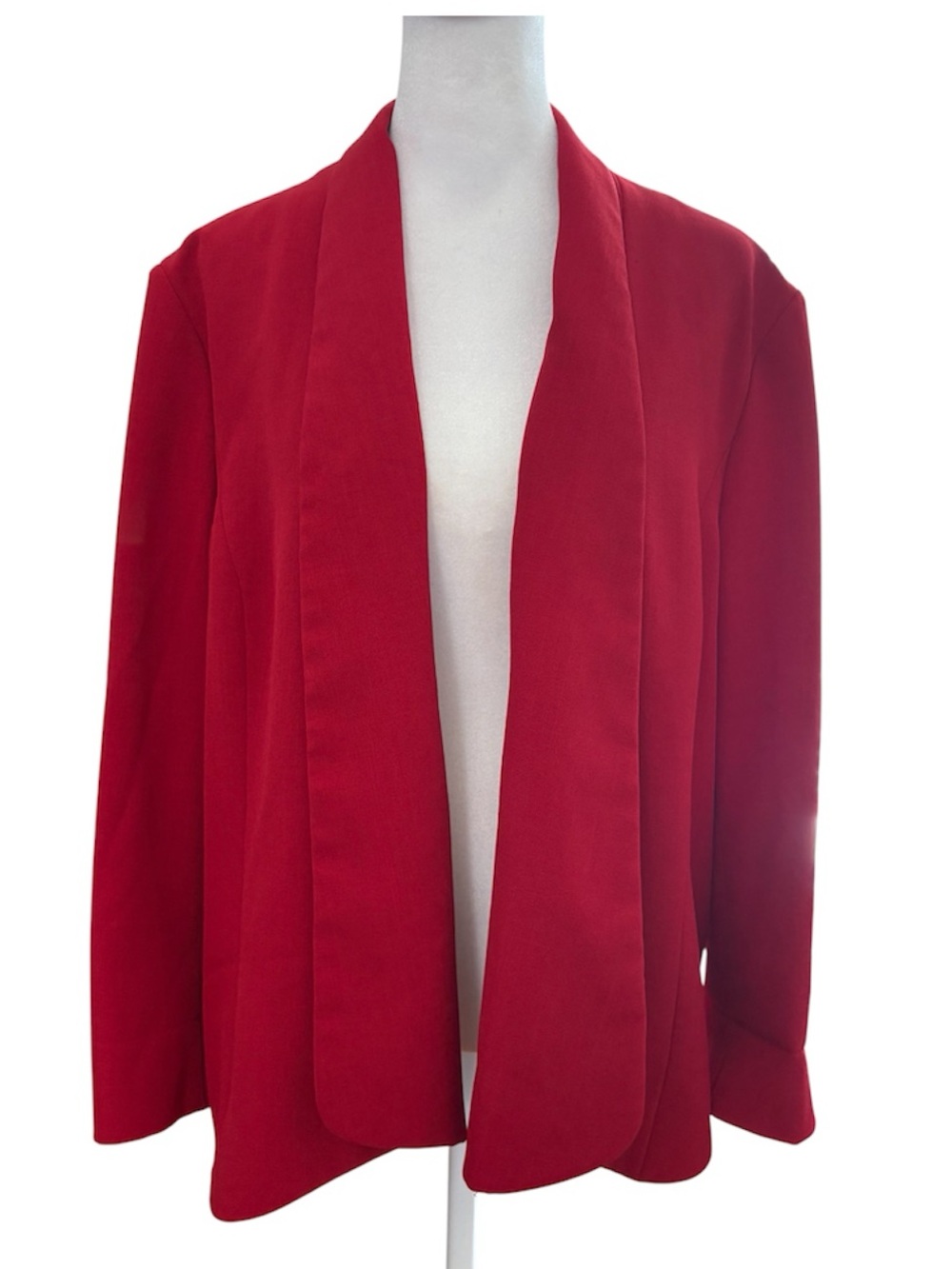 Kasper Red Open Front Shawl Collar Blazer Jacket Size 16